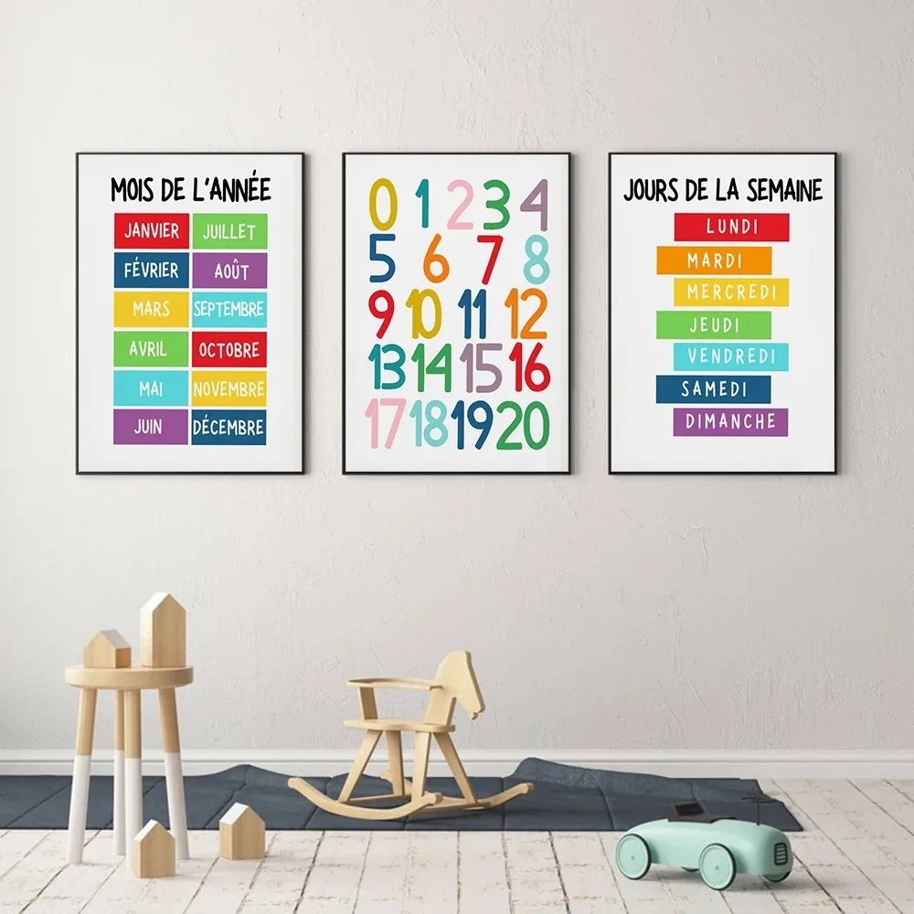 Kids Education Alphabet Numbers - 1PC Playroom Wall Alphabet Numbers French