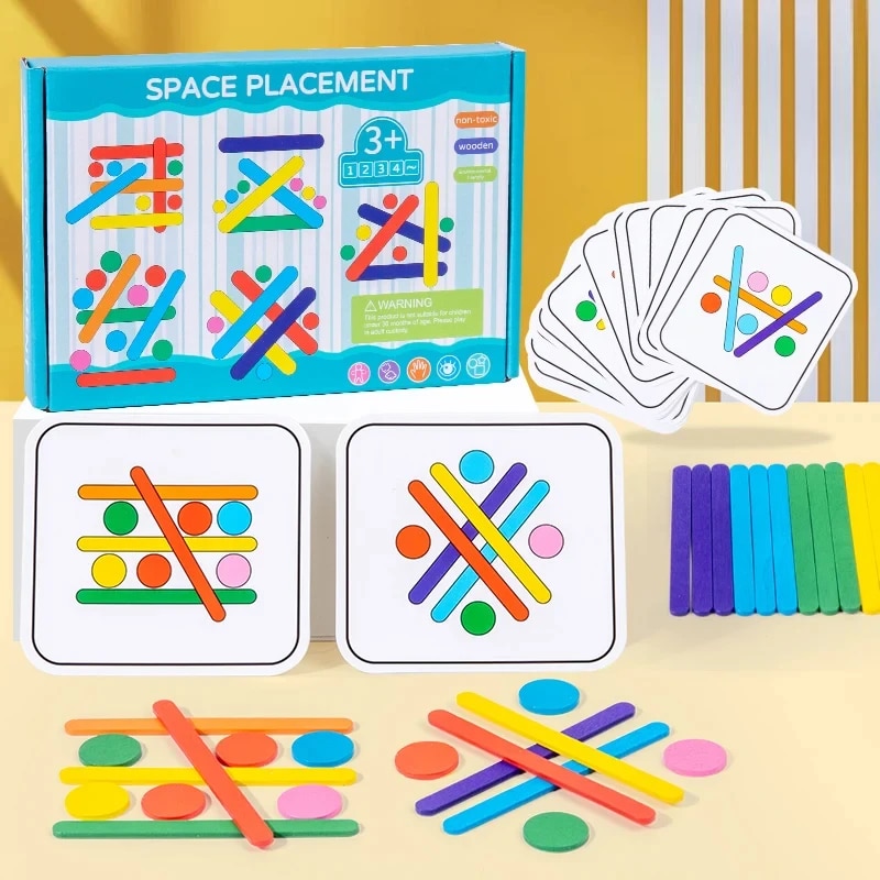 Kids Education Table - Kids Rainbow Stick Thinking Puzzle Wooden