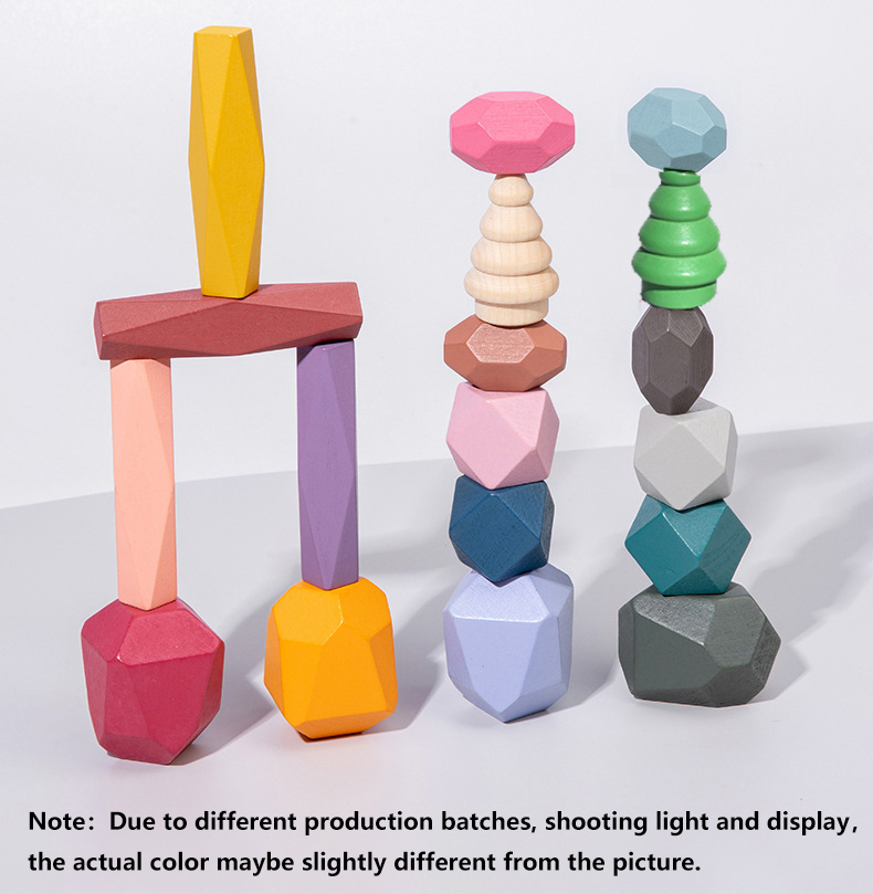 18 Pcs Wooden Stacking Rocks B - đánh giá và giá Kids Education In Us