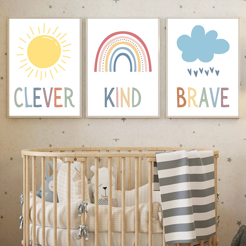 Cute Sun Rainbow Cloud Canvas  - đánh giá và giá Kids Education Quote