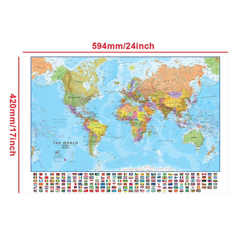 A2 Map of The World 59*42cm wi - đánh giá và giá Kids Educational Poster