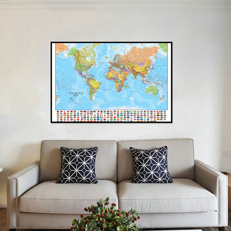 A2 Map of The World 59*42cm wi - đánh giá và giá Kids Educational Poster