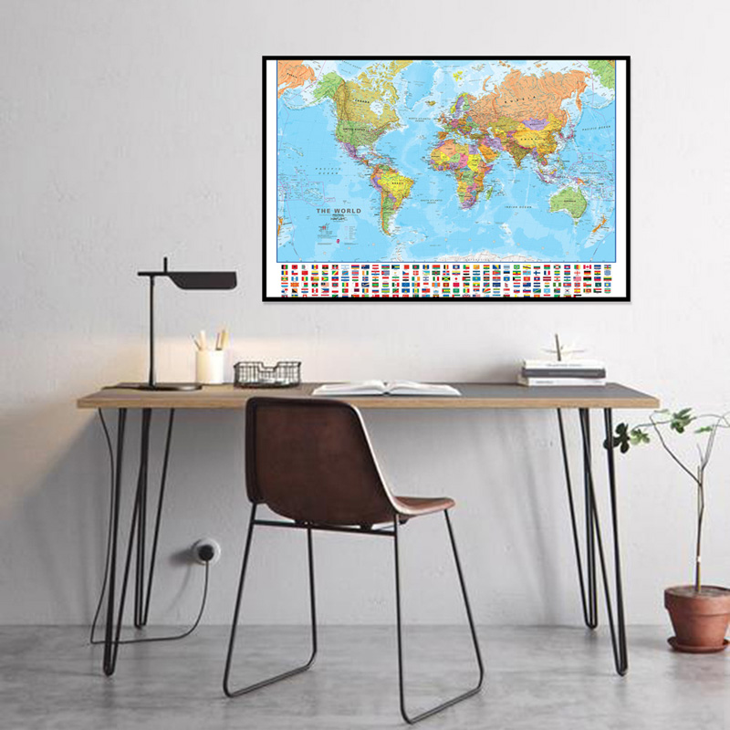A2 Map of The World 59*42cm wi - đánh giá và giá Kids Educational Poster