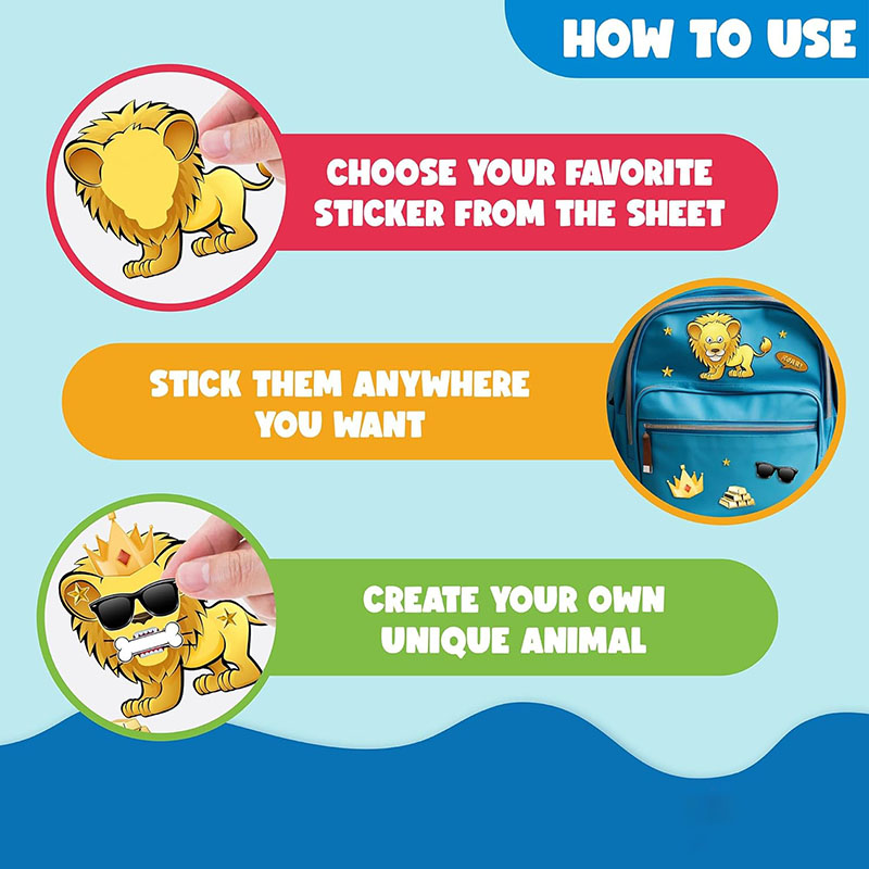 Cartoon Safari Animals Sticker - đánh giá và giá Kids Education Money